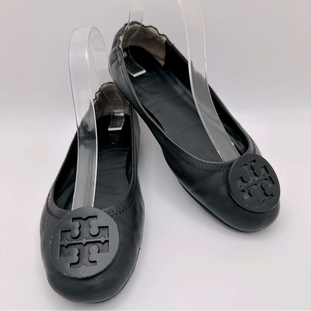Tory Burch Women Shoes Mini Travel Ballet Flats 6.5 Blk 511558251 Preppy resort - Picture 1 of 14